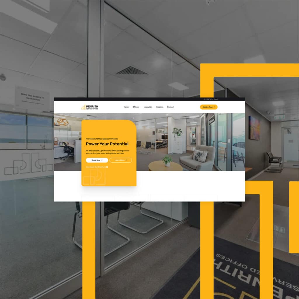 Modern office interior with yellow design accents