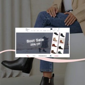 Online footwear store ad with boot sale offer