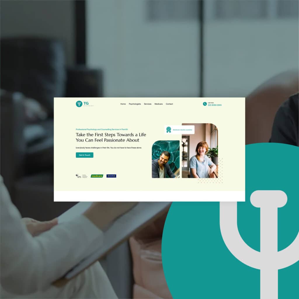 Website homepage for psychology and counselling services