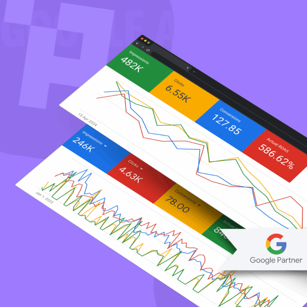 google ads data with a google partner badge